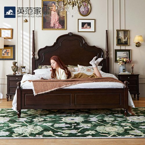 法式复古1米8双人床主卧高端美式