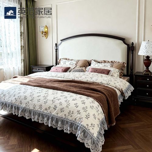 美式复古全实木床双人法式主卧床