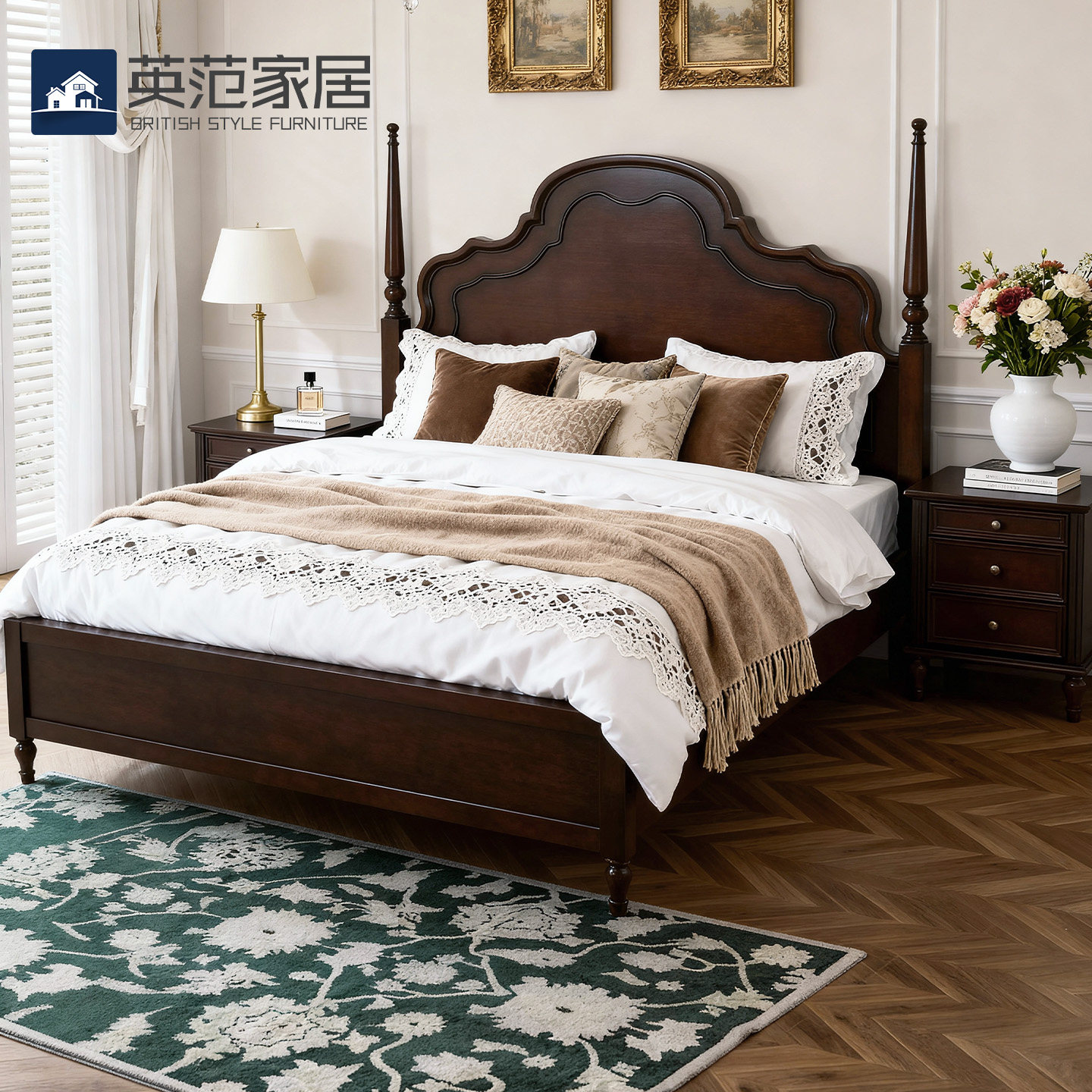 法式复古全实木床美式1米8双人