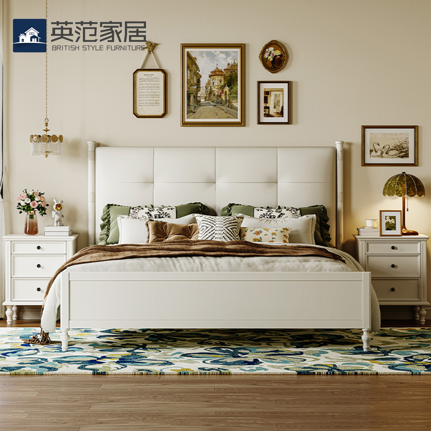 白色法式奶油风1米8全实木公主床