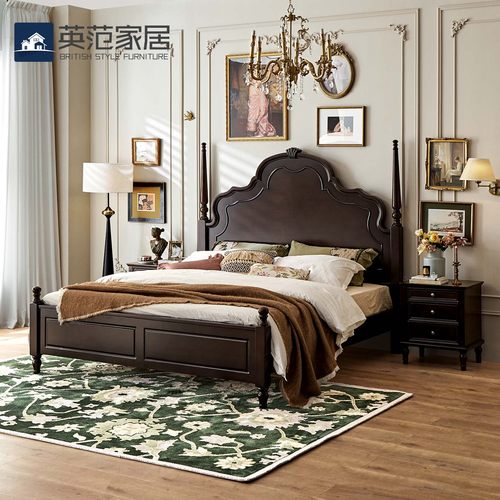 美式实木床法式复古1米8双人大床