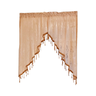 【唯美浪漫】豪华吊珠门帘免打孔隔断帘半截厨房拱形帘三角遮挡帘