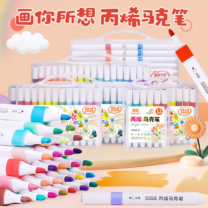 真彩防水快干不透色丙烯马克笔