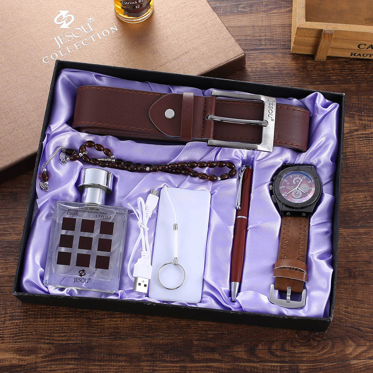 男士送礼品套装men watch wallet leather belt set for man gift