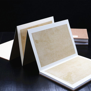 宛陵加厚卡纸册页蜡染宣纸22 空白写生册页本小楷书法作品纸半生半熟书法专用纸小写意国画宣纸批发 33cm花式