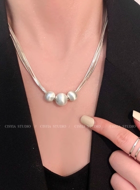 2025新款拉丝多股项链女冷淡风多层蛇骨链轻奢绝美锁骨颈春夏百搭