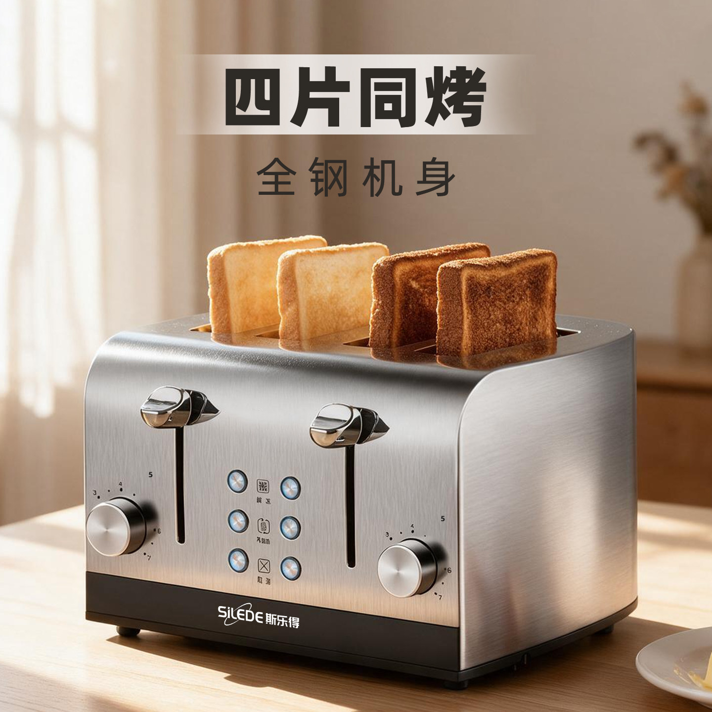 斯乐得不锈钢烤面包机家商用酒店多士炉吐司三明治多功能早餐机