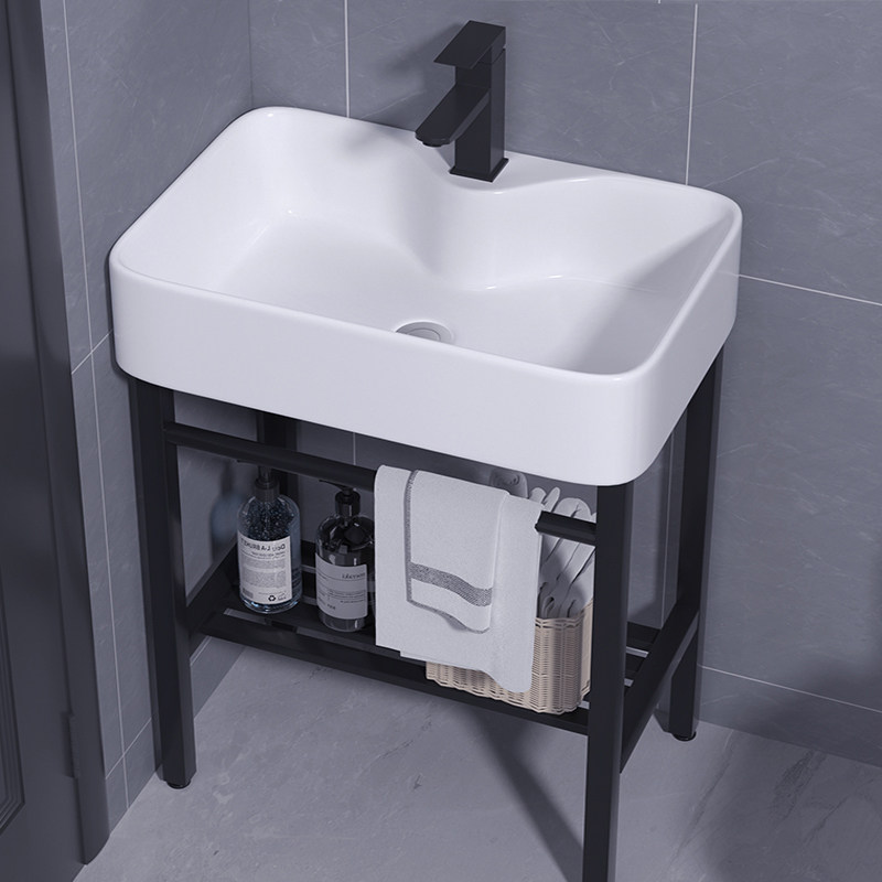 小户型一体落地式不锈钢支架陶瓷洗手盆卫生间阳台墙角挂盆洗漱台,家装主材,挂墙式洗脸盆,淘宝优惠券,粉丝福利购,淘宝优惠卷
