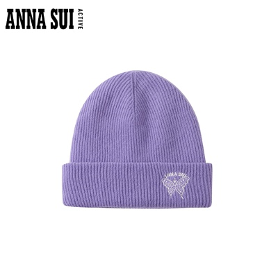 安娜苏运动蝴蝶刺绣针织帽