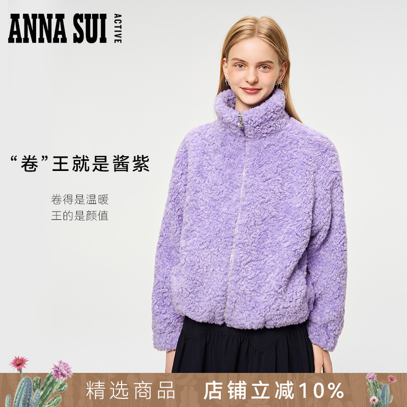安娜苏运动仿泰迪卷毛宽松外套