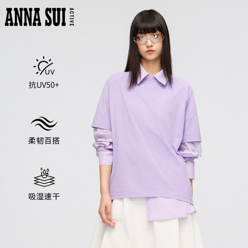 安娜苏运动抗uv50+防晒短袖T恤