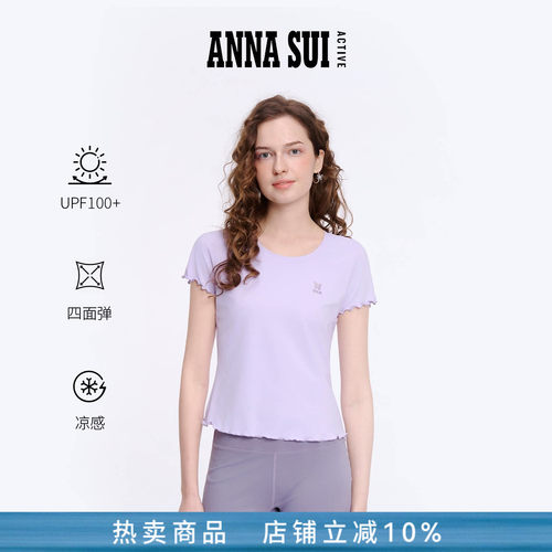 ANNASUI安娜苏运动正肩修身短袖T恤圆领挺括女彩色户外防晒凉感