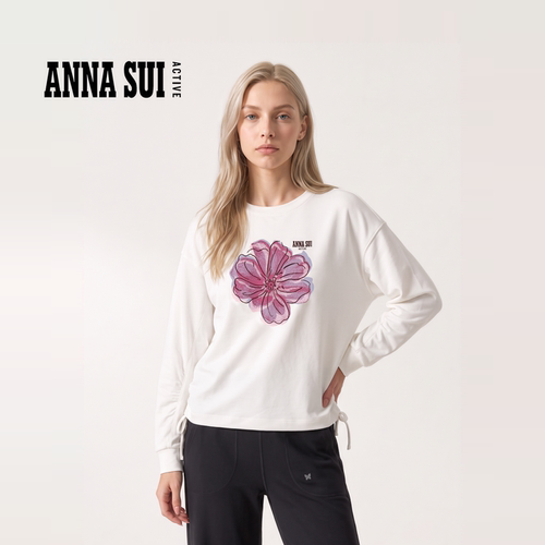 安娜苏运动卫衣女秋冬新品双面抓绒宽松侧腰抽绳上衣 ANNASUI
