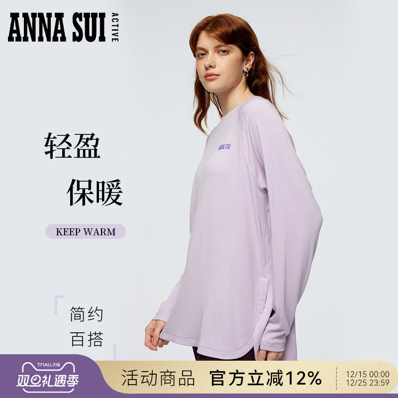 安娜苏圆领长袖罩衫T恤
