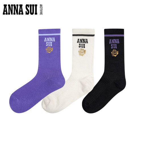 ANNASUI玫瑰刺绣运动袜