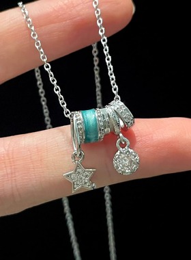 Vintage古着 Oil dripping blue ring项链