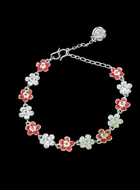 Vintage古着 Red flower enamel手链