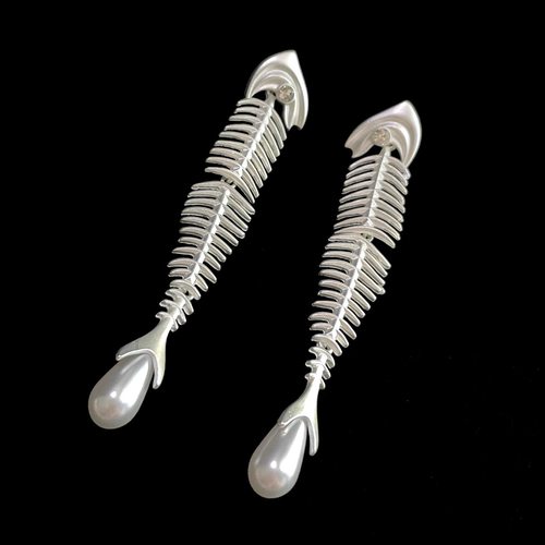 Vintage古着 Wave light fish bones耳饰