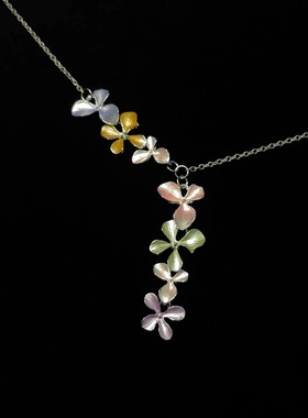 Vintage古着 Colorful-plated flowers项链