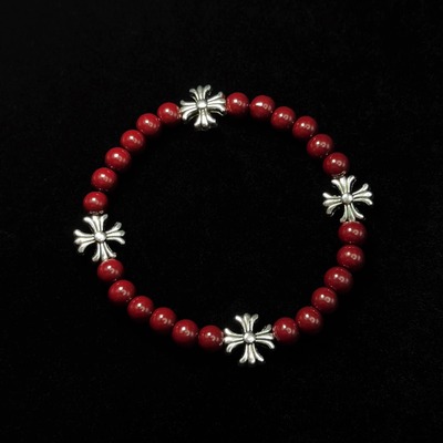 Vintage古着 Burgundy beaded cross手串