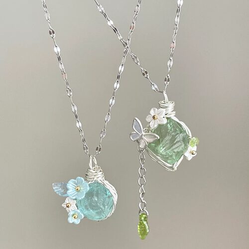Vintage古着 Wire Wrapped Glass项链