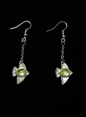 Vintage古着 Water drop flying bird耳饰