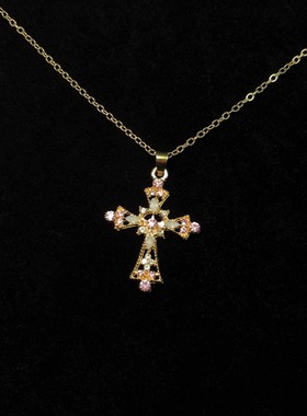 Vintage古着 Golden petal cross项链