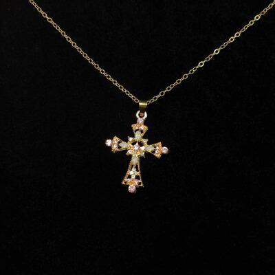 Vintage古着 Golden petal cross项链