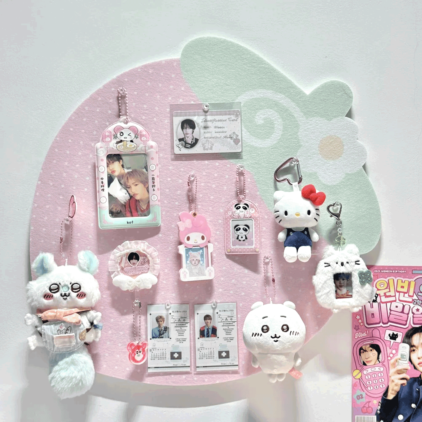 草莓毛毡板墙贴照片墙展示板卧室白墙改造拼豆吧唧小卡收纳板墙面装饰