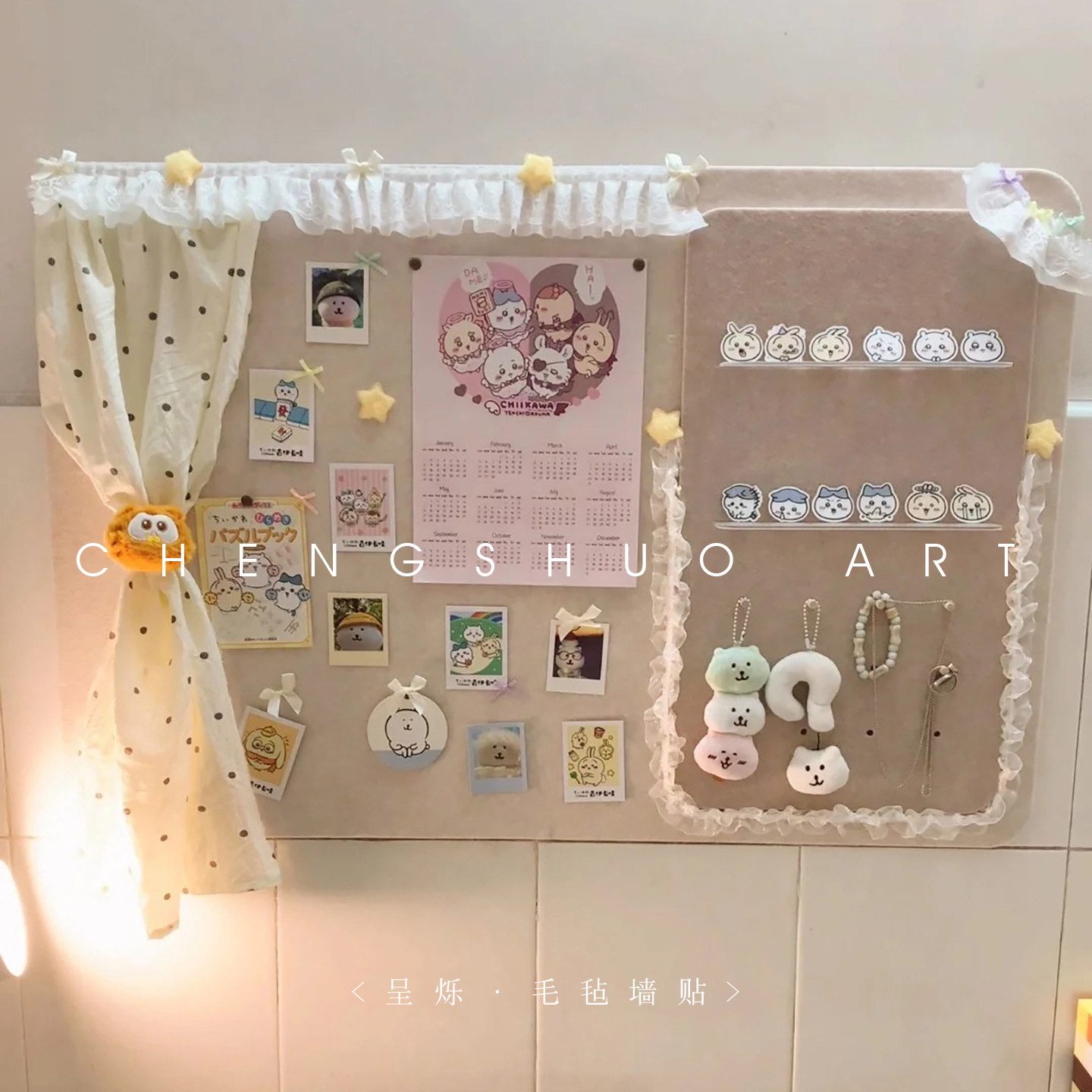 毛毡板展示墙拍立得照片墙图片