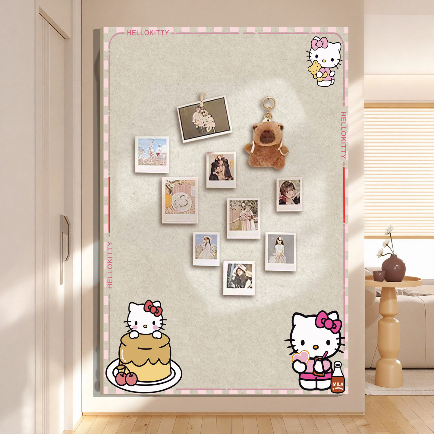 可爱HelloKitty毛毡软木板照片墙免打孔卧室幼儿园装饰背景板创意DIY拍立得展示墙宿舍环创作品墙贴氛围布置,文具电教/文化用品/商务用品,软木板/照片板/毛毡板,淘宝优惠券,粉丝福利购,淘宝优惠卷
