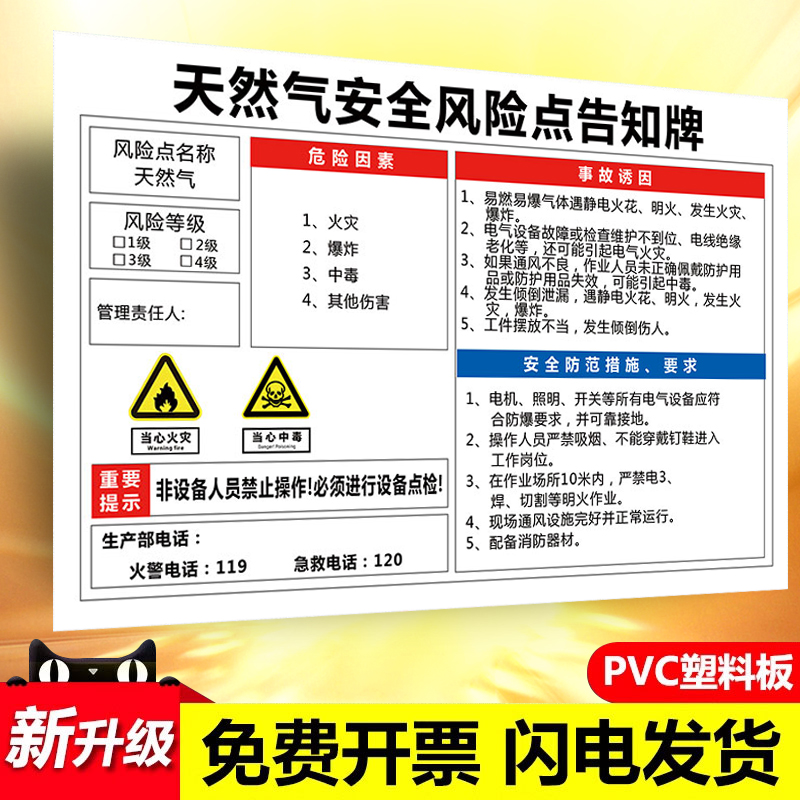 天然气安全风险点告知牌