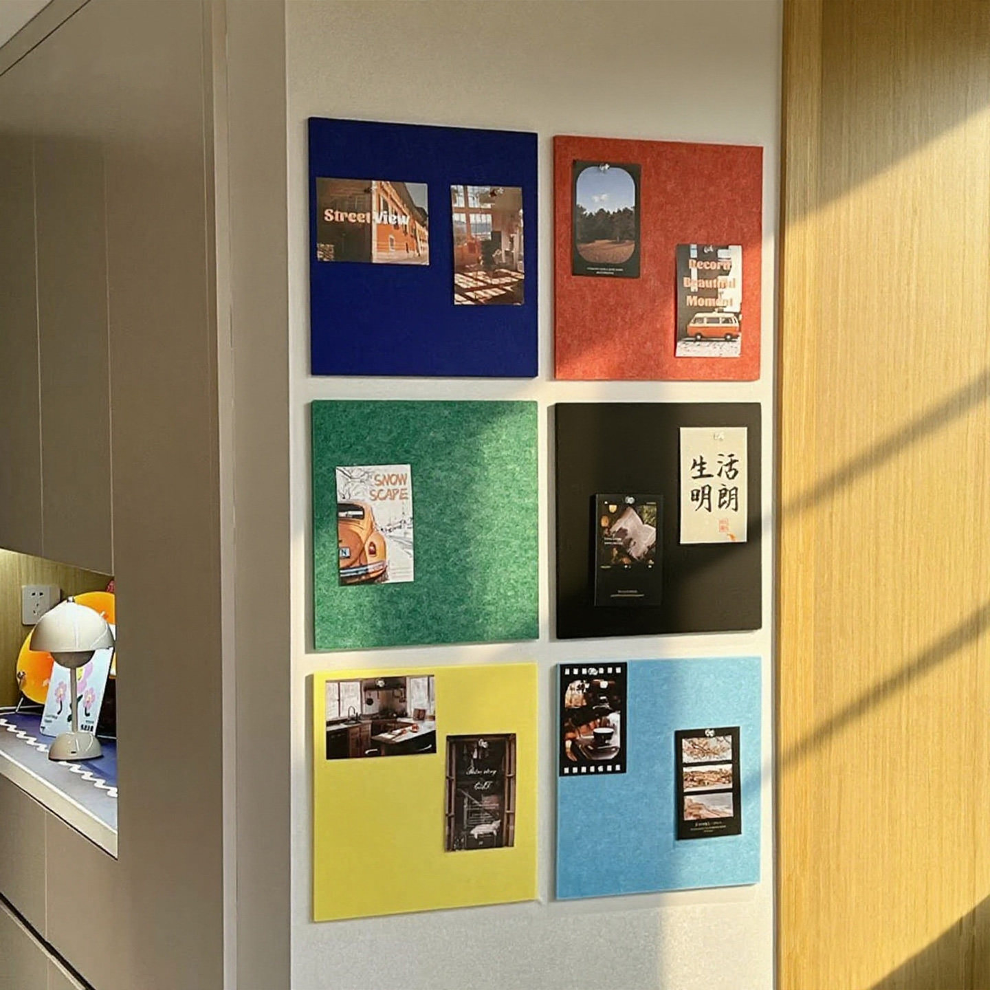 毛毡板墙贴照片墙免打孔毛毡板展示墙客厅玄关装饰画彩色毛毡板墙贴照