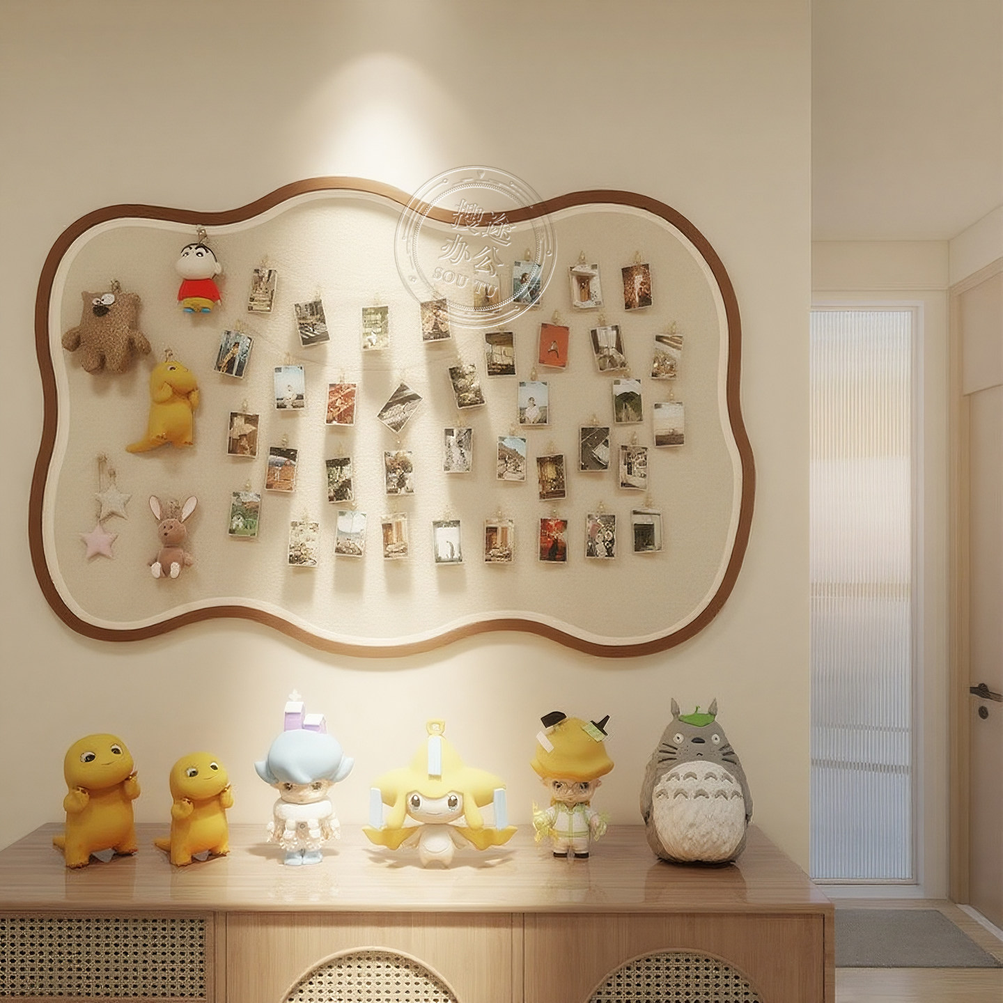 毛毡墙贴创意照片墙毛毡板照片展示墙免打孔相册墙软木板拍立得diy