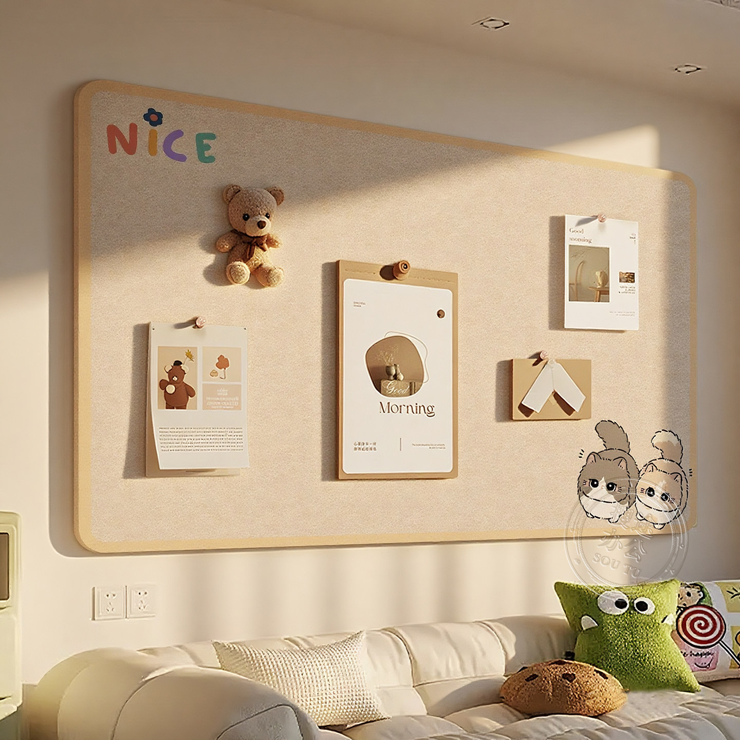 定制毛毡板毛毡墙贴拍立得照片墙背景板幼儿园美术作品展示板相片墙房间装饰墙上挂墙留言板免打孔自粘软木板,文具电教/文化用品/商务用品,软木板/照片板/毛毡板,淘宝优惠券,粉丝福利购,淘宝优惠卷