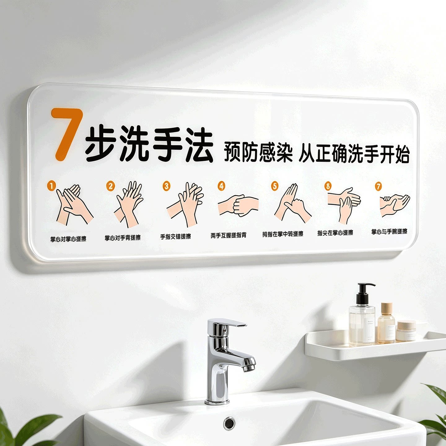 亚克力七步洗手法墙贴