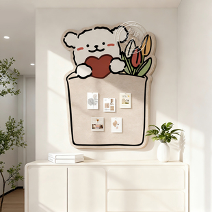 免打孔照片墙背景板毛毡板毛毡墙贴照片展示墙线条小狗拍立得diy装饰相册墙幼儿园环创软木板客厅创意留言板