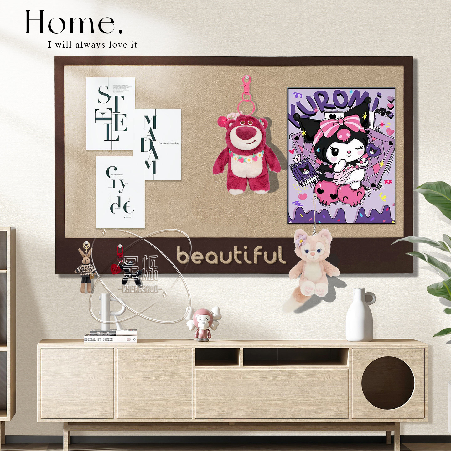 毛毡板墙贴免打孔照片墙背景板不伤墙照片展示墙软木板diy装饰幼儿