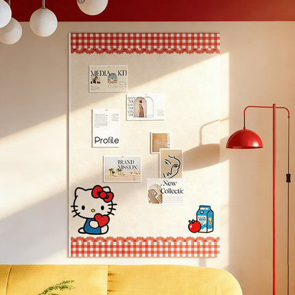 毛毡板墙贴定制照片墙展示板创意HelloKitty留言板卧室玄关墙面装饰拍立得相片拼豆小卡收纳墙免打孔愿景板