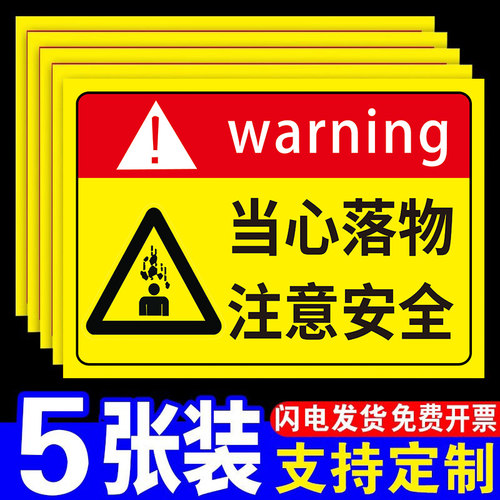 当心落物警示牌标识牌