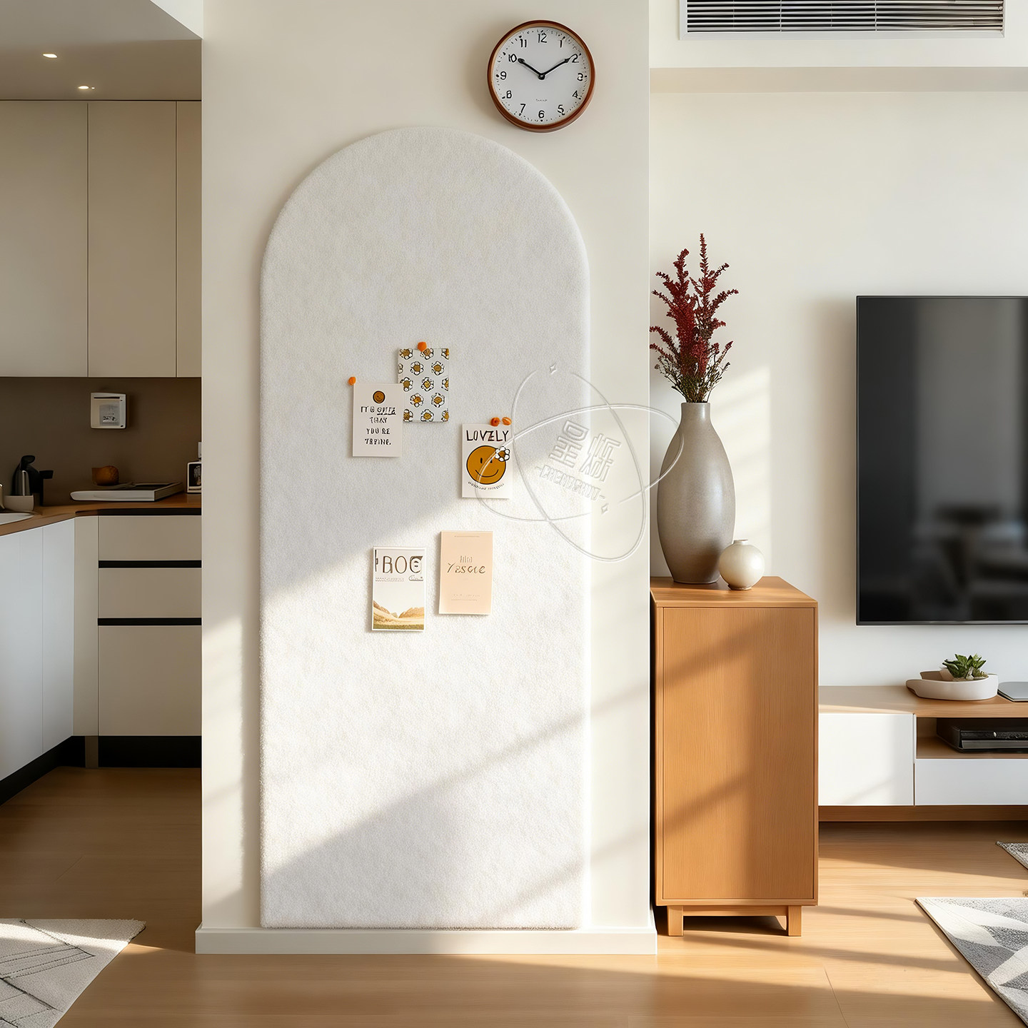 毛毡板毛毡墙贴免打孔照片墙背景板拍立得照片展示墙自粘拱形墙贴高级