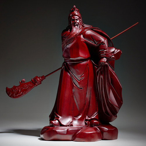 刺史红花梨木雕关公摆件