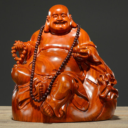 花梨木雕弥勒佛像摆件供奉实木雕刻红木工艺品笑佛像大肚弥勒佛像