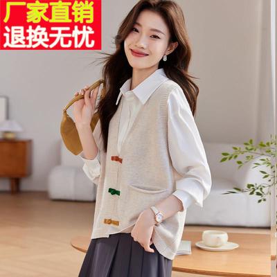 针织马甲女款2025新款春季洋气毛衣背心外搭开衫春秋休闲马夹外穿