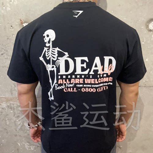 舒适新品GYMSHARK DEAD LIFT男女运动休闲弹性棉圆领宽松短袖F5