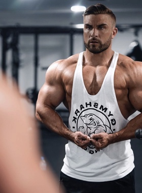 经典热款Gymshark男legacy鲨鱼logo运动健身棉质显身材吊带背心M4