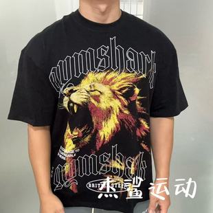 运动休闲圆领宽松短袖 新款 Steel狮子字母logo款 British GYMSHARK