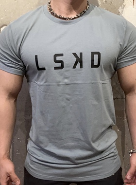 新品牛货LSKD男士运动健身休闲字母标轻盈透气弹性棉质圆领短袖