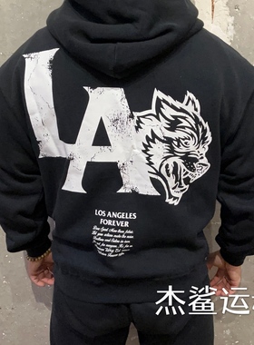 清仓特价DARCSPORT狼头LA联名男女运动休闲水洗纯棉秋冬连帽卫衣