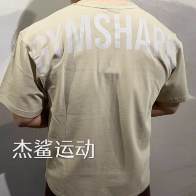英国GYMSHARK POWER男女后面字母运动健身休闲圆领弹性棉短袖C2